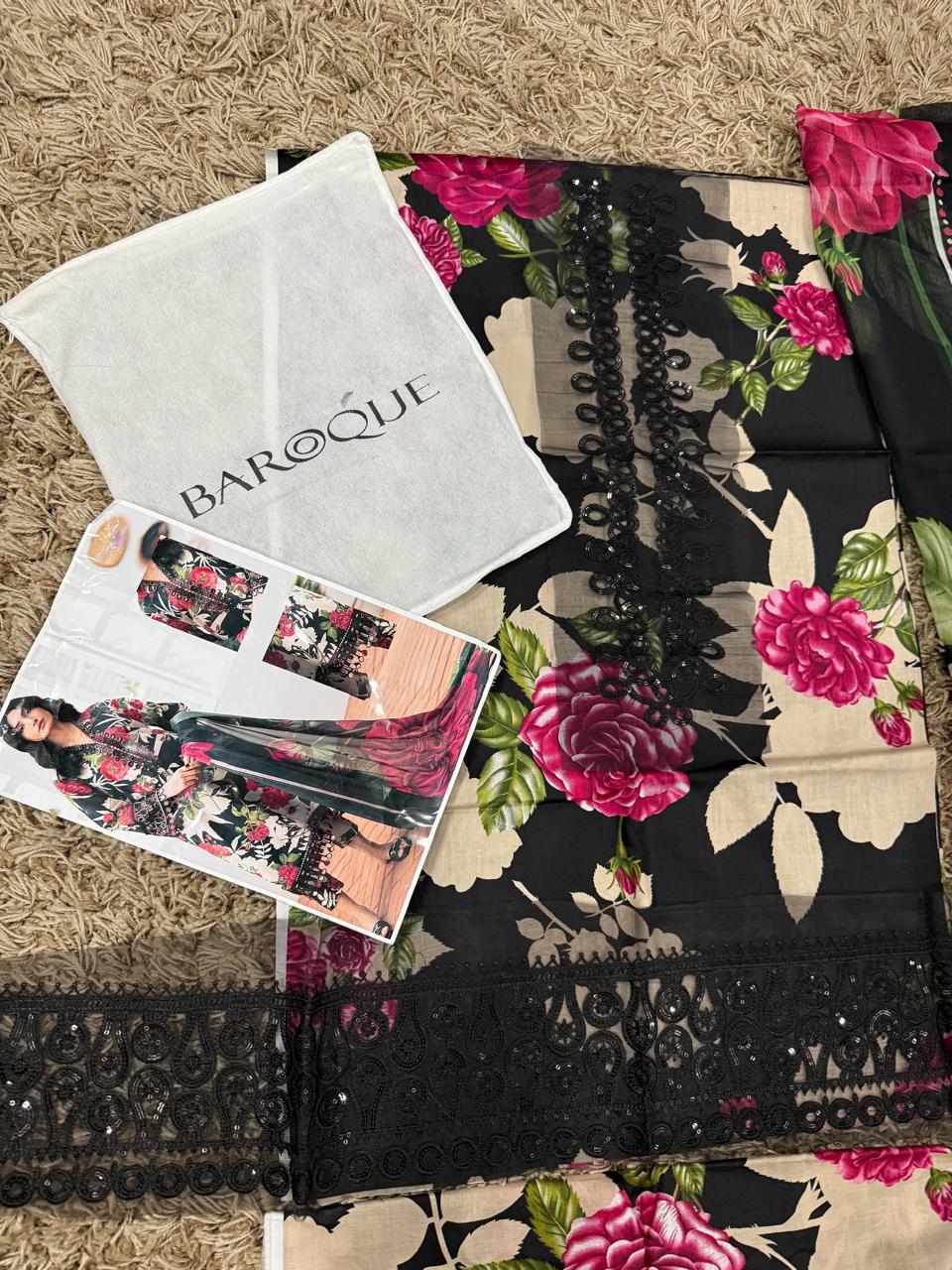 Baroque Luxury Lawn Embroidered Collection 3 Pc Unstitched