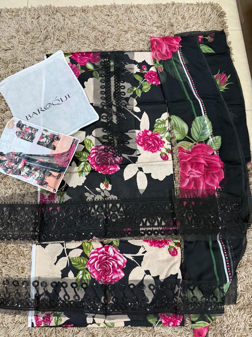 Baroque Luxury Lawn Embroidered Collection 3 Pc Unstitched