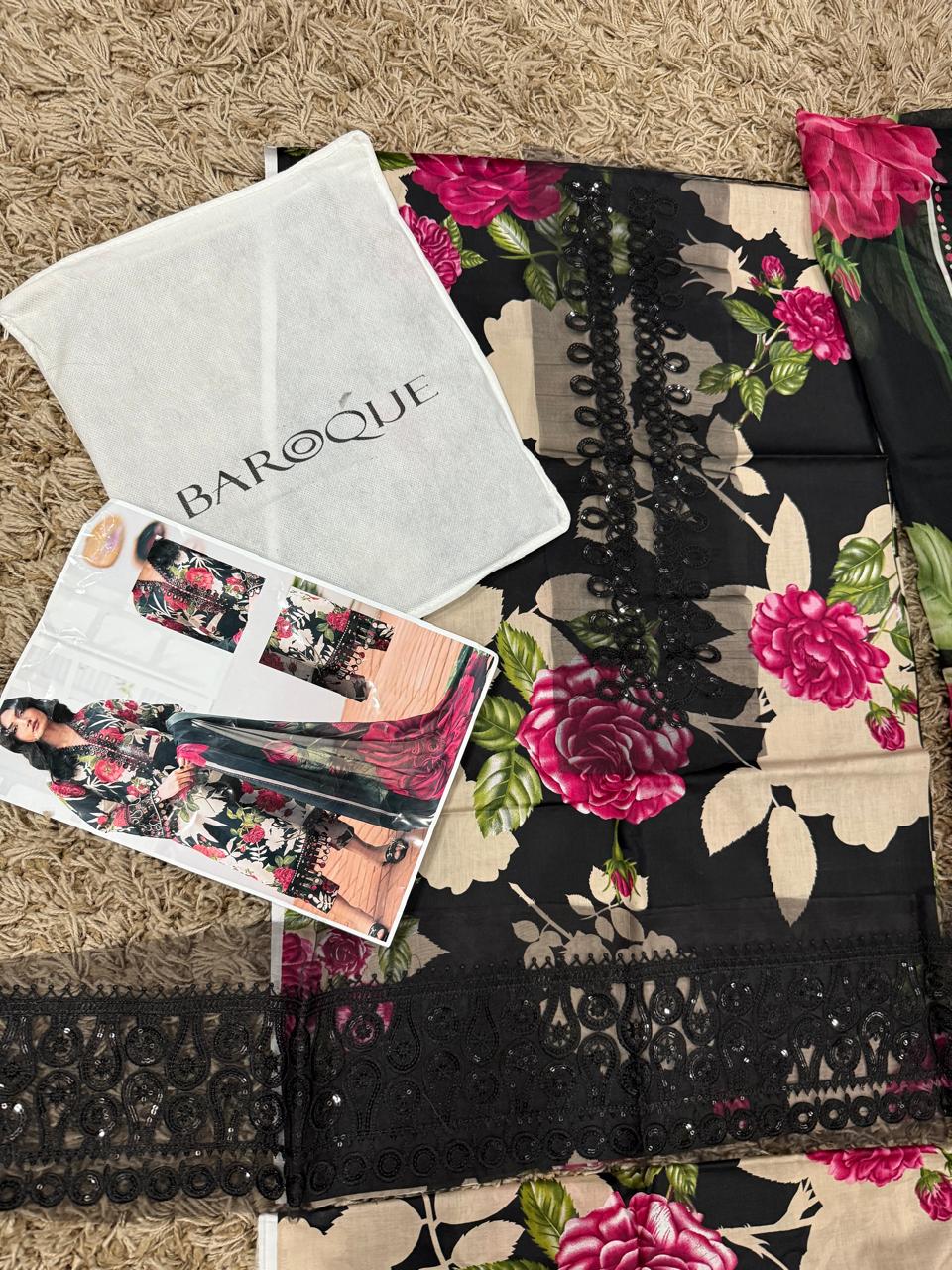 Baroque Luxury Lawn Embroidered Collection 3 Pc Unstitched