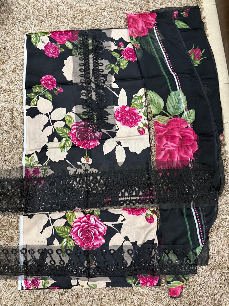 Baroque Luxury Lawn Embroidered Collection 3 Pc Unstitched