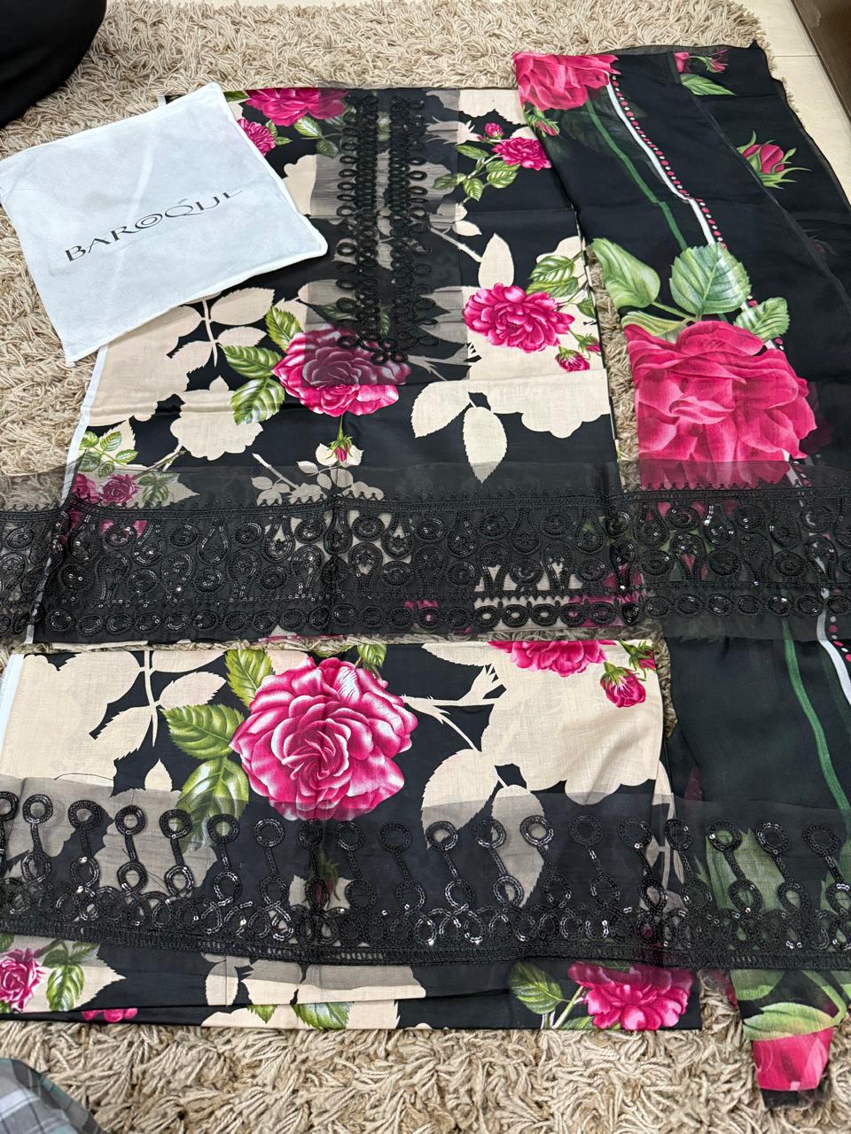 Baroque Luxury Lawn Embroidered Collection 3 Pc Unstitched