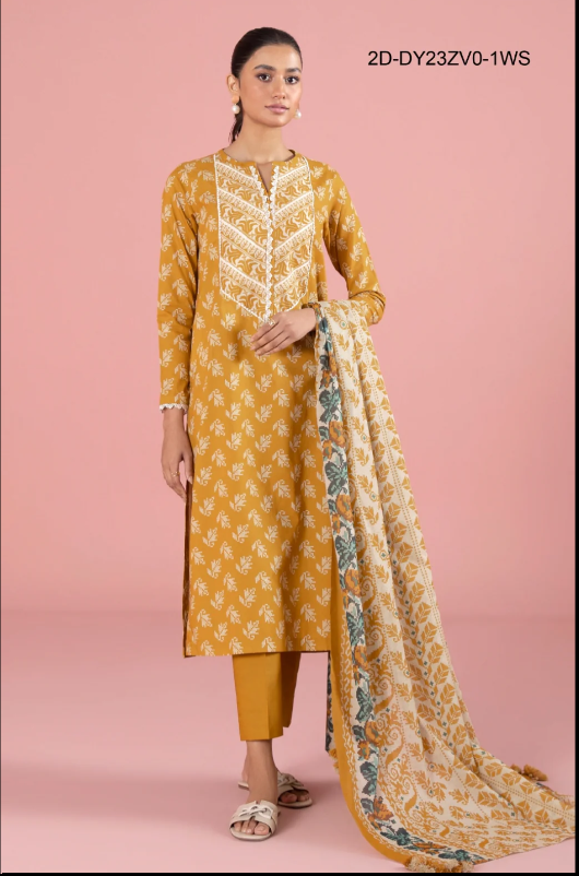 2D-DY23ZV0-1WS Unstitched Printed Lawn Collection 2025 Volume-6 by Sapphire